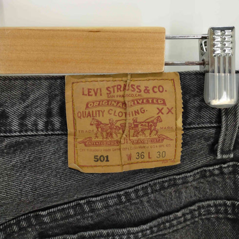 リーバイス Levis 90S 501 ボタン裏522 後染めブラックデニムパンツ サルファブラック メンズ W36 L30