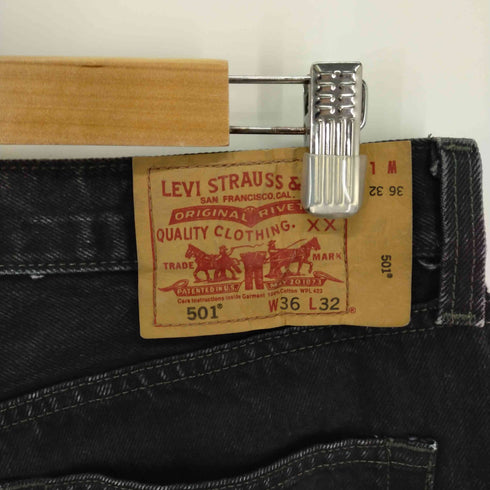 リーバイス Levis 00S エジプト製 501 後染めブラックデニムパンツ サルファブラック メンズ W36 L32