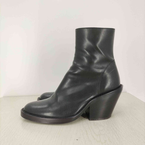 アンドゥムルメステール Ann DEMEULEMEESTER イタリア製 サイドジップ チャンキーヒール レザーブーツ レディース EUR:36