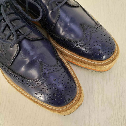 プラダ PRADA エスパドリーユ ウィングチップ レザーシューズ レディース EUR:36