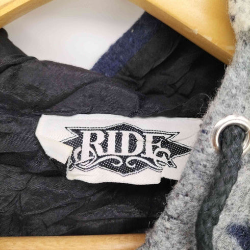 RIDE 80-90S フルジップ ウール 総柄 フーディ ジャケット メンズ