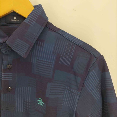 マンシングウェア Munsingwear 22SS ゴルフウェア サンスクリーン アウトラスト 総柄プリント 半袖ポロシャツ メンズ JPN:L