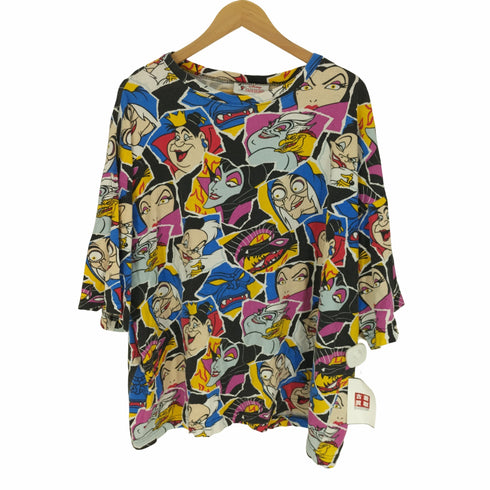 90S 銀タグ USA製 総柄 アニメ 悪役 キャラクター プリント S/S Tシャツ メンズ L/XL