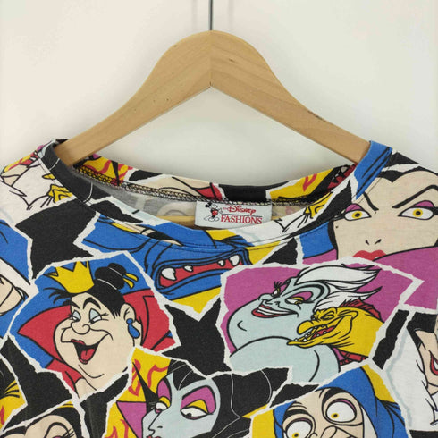 90S 銀タグ USA製 総柄 アニメ 悪役 キャラクター プリント S/S Tシャツ メンズ L/XL