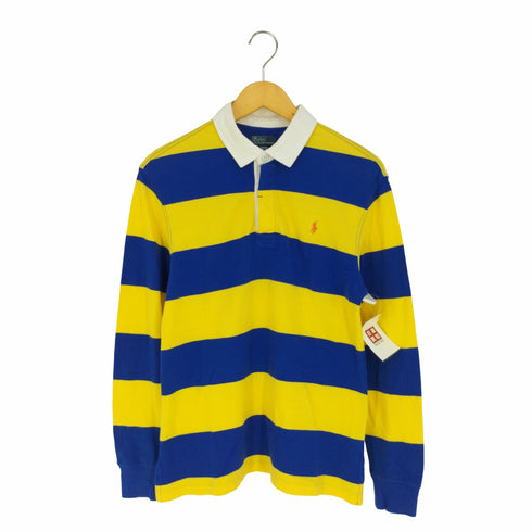 ポロバイラルフローレン Polo by RALPH LAUREN ポニー刺繍 ボーダー 鹿の子 ラガーシャツ ポロシャツ メンズ L(14-16)