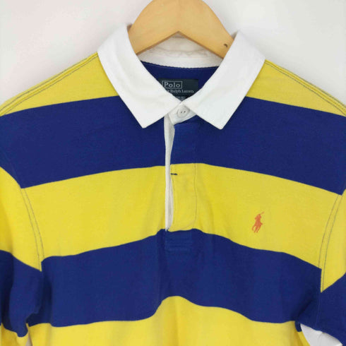 ポロバイラルフローレン Polo by RALPH LAUREN ポニー刺繍 ボーダー 鹿の子 ラガーシャツ ポロシャツ メンズ L(14-16)