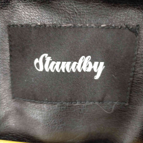 Standby ダブルライダースジャケット ショルダーワッペンデザイン メンズ import:S