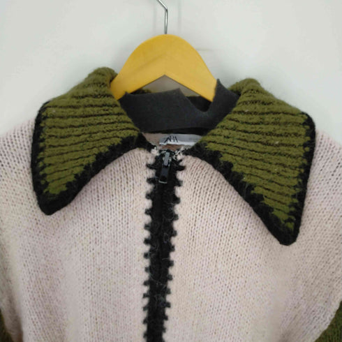 ザラ ZARA COMBINATION KNIT WOOL CARDIGAN レディース import:L