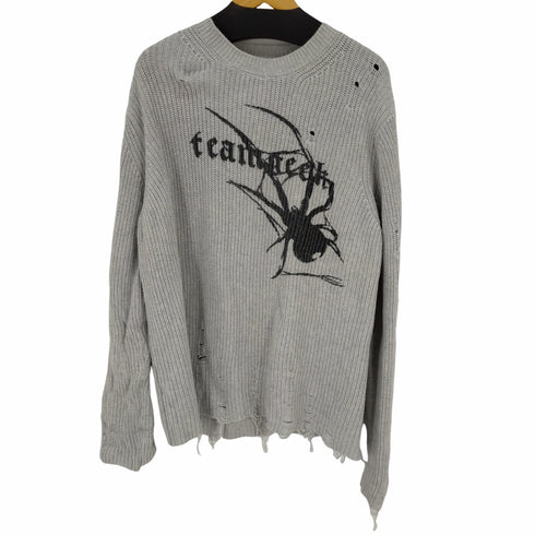 ダメージクラッシュスパイダープリントニット メンズ import:M