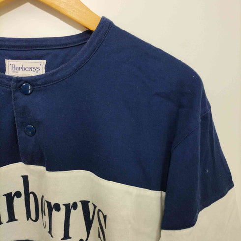 バーバリーズ BURBERRYS 70-80s ヘンリーネックロゴプリントロングスリーブTシャツ メンズ import:M