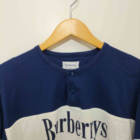 バーバリーズ BURBERRYS 70-80s ヘンリーネックロゴプリントロングスリーブTシャツ メンズ import:M