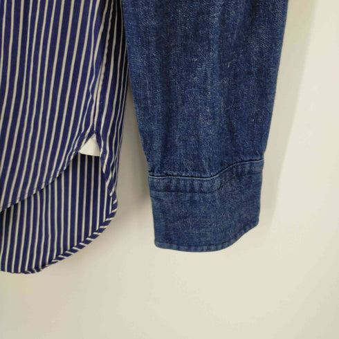 ビーケーティーバイブルックリンテーラーズ BkT by BROOKLYN TAILORS 異素材切替ストライプデニムシャツ 長袖 メンズ import:M