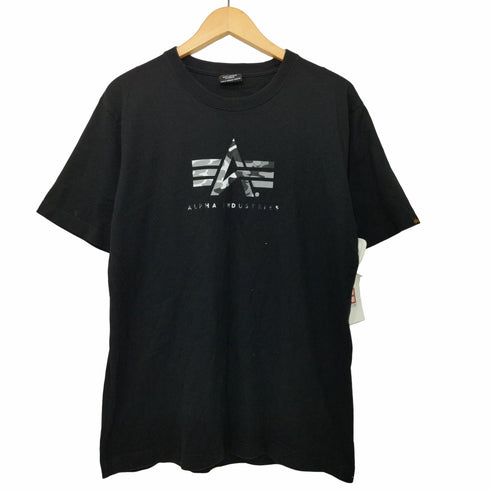 アルファインダストリーズ ALPHA INDUSTRIES クルーネック プリントTシャツ BOXロゴ ホリゾンタルフライング A-MARK メンズ JPN:L