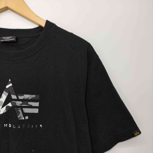 アルファインダストリーズ ALPHA INDUSTRIES クルーネック プリントTシャツ BOXロゴ ホリゾンタルフライング A-MARK メンズ JPN:L