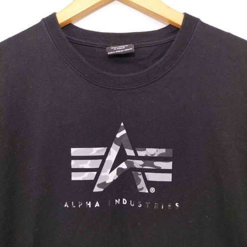 アルファインダストリーズ ALPHA INDUSTRIES クルーネック プリントTシャツ BOXロゴ ホリゾンタルフライング A-MARK メンズ JPN:L