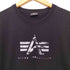 アルファインダストリーズ ALPHA INDUSTRIES クルーネック プリントTシャツ BOXロゴ ホリゾンタルフライング A-MARK メンズ JPN:L