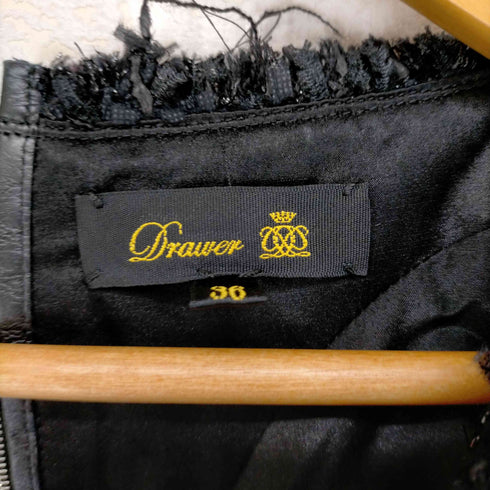 ドゥロワー Drawer ミニ フレンチスリーブ フリンジ ラメワンピース レディース JPN:36