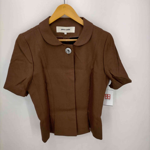 ピエールカルダン pierre cardin セットアップ スーツ 上下 ジャケット ラウンドカラー 薄手 タイトスカート ミモレ丈 レディース 9