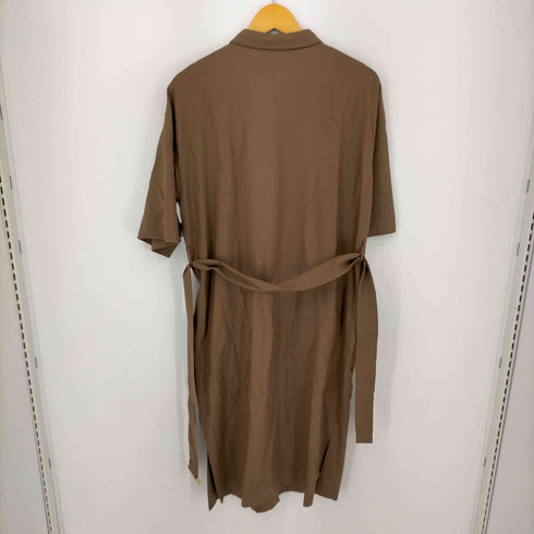 ベイジ BEIGE ベルト付き ウールロングシャツワンピース 五分袖 レディース 4