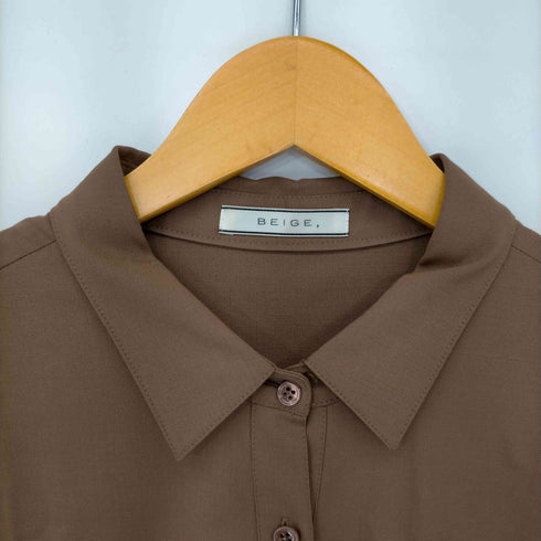 ベイジ BEIGE ベルト付き ウールロングシャツワンピース 五分袖 レディース 4
