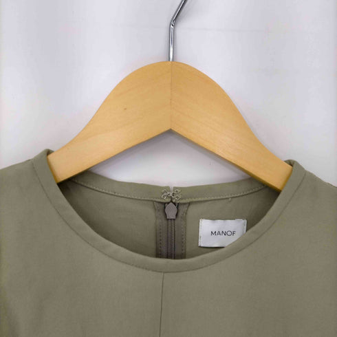 MANOF 22SS BALLOON SLLEVE FLARE ONE PIECE ワンピース クルーネック 七分袖 ロング フレア レディース JPN:M