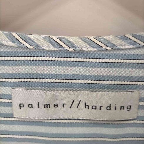 palmer//harding デザインシャツ 長袖 イレギュラーヘム ストライプ ベルトリボン ノーカラー レディース FR:34