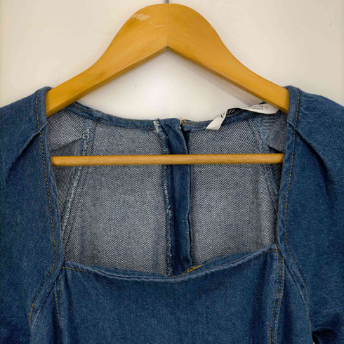 ザラ ZARA スクエアネックデニムワンピース レディース import:XS