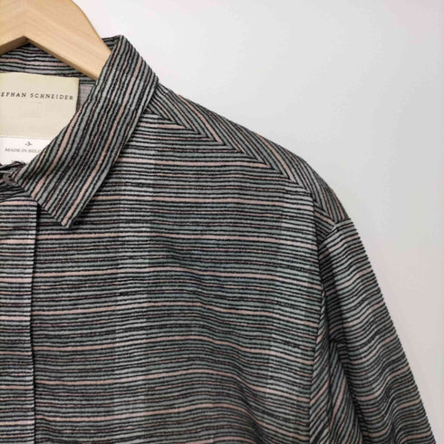ステファンシュナイダー STEPHAN SCHNEIDER MADE IN BELGIUM マルチボーダー フライフロント ロングスリーブシャツ メンズ JPN:3