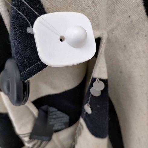 サンローランパリ SAINT LAURENT PARIS embellished draped jacket ポンチョ マント ウール ボーダー メタル装飾 レディース FREE
