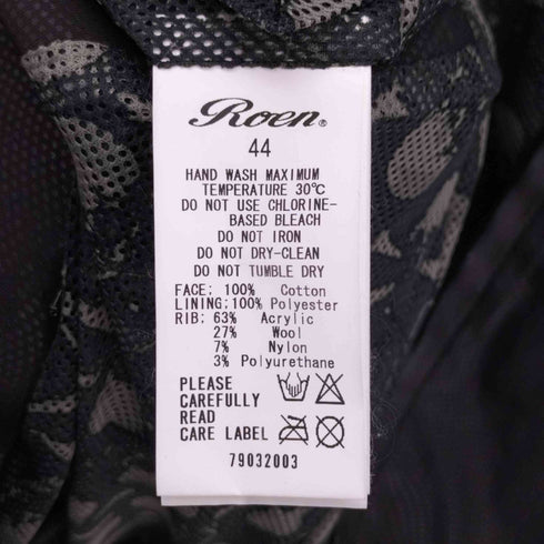 ロエン Roen 裏地ドクロ柄 メッシュ ワッペン スタッズ ジップアップ ブルゾン ジャケット メンズ JPN:44