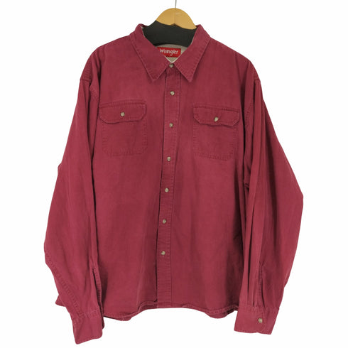 ラングラー Wrangler フラップポケット コットンL/Sシャツ メンズ 3XL