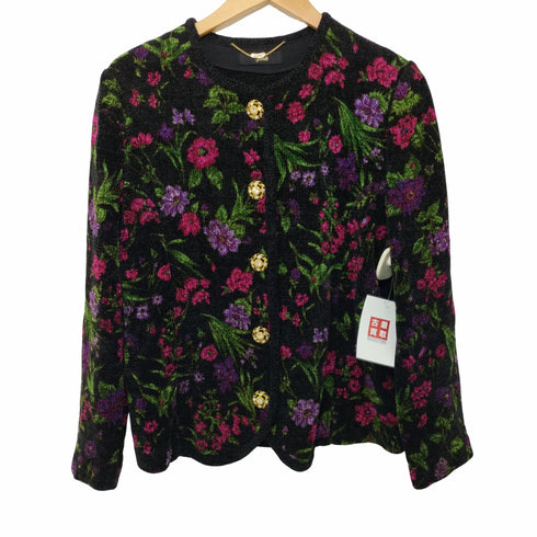 マダムジョコンダ MADAM JOCONDE 花柄 金ボタン ノーカラージャケット レディース JPN:L