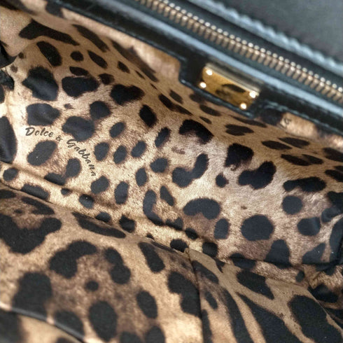 ドルチェアンドガッバーナ DOLCE&GABBANA ワンショルダーバッグ ファー チェーン 南京錠 バイカラー 内側ヒョウ柄 レディース