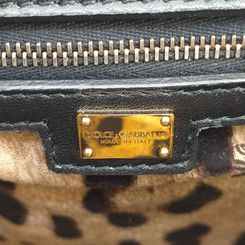ドルチェアンドガッバーナ DOLCE&GABBANA ワンショルダーバッグ ファー チェーン 南京錠 バイカラー 内側ヒョウ柄 レディース