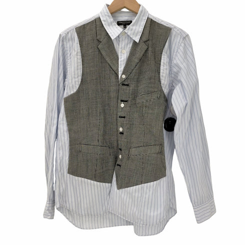 コムデギャルソンオムプリュス COMME des GARCONS HOMME PLUS 10SS Random Collage ランダムコラージュ期 ジレベスト ドッキング ストライプ柄 長袖シャツ メンズ JPN:S