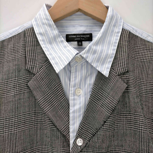 コムデギャルソンオムプリュス COMME des GARCONS HOMME PLUS 10SS Random Collage ランダムコラージュ期 ジレベスト ドッキング ストライプ柄 長袖シャツ メンズ JPN:S