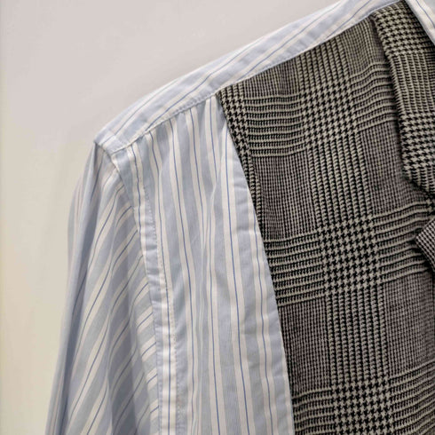 コムデギャルソンオムプリュス COMME des GARCONS HOMME PLUS 10SS Random Collage ランダムコラージュ期 ジレベスト ドッキング ストライプ柄 長袖シャツ メンズ JPN:S