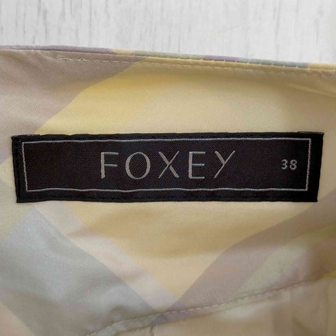 フォクシー FOXEY チェック柄 シルク スカート タック ひざ丈 レディース JPN:38