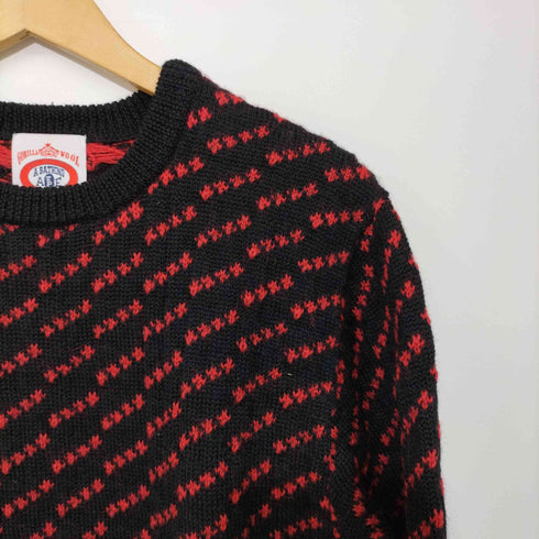 アベイシングエイプ A BATHING APE GORILLA WOOL バーズアイ 総柄 クルーネック プルオーバーニット メンズ JPN:M