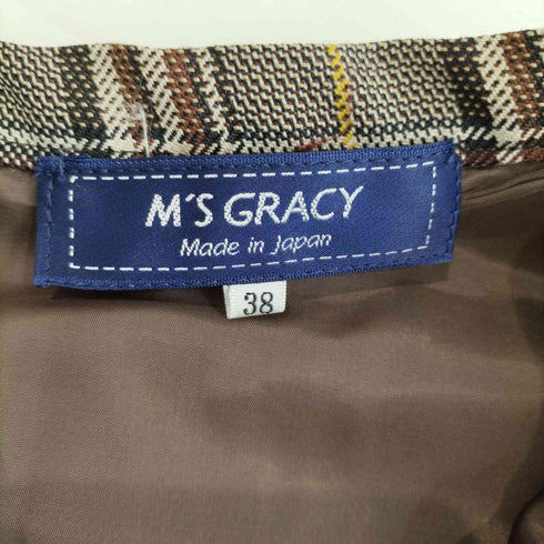 エムズグレイシー M’s GRACY フロントポケット チェックフレアスカート レディース JPN:38