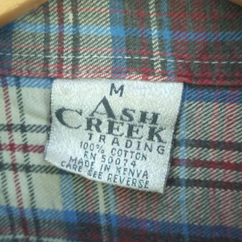 アッシュ クリーク ASH CREEK ケニア製 ボタンダウンチェックシャツ メンズ import:M