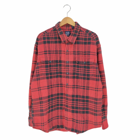 ギャップ Gap OLD オールド デカタグ ネルチェックシャツ メンズ import:XL