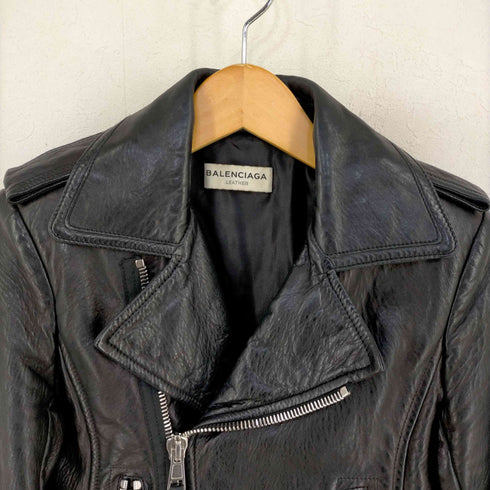 バレンシアガ BALENCIAGA ラムスキン ダブル ライダースジャケット 中綿 ジップアップ レディース JPN:34 XS