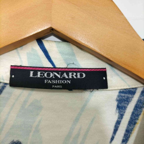 レオナール LEONARD 総柄 カジュアルシャツセットアップ ショートスリーブ オープンカラーシャツ フレアスカート レディース M