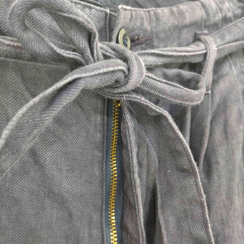 モヒート MOJITO ワイドパンツ ベルトリボン 麻 リネン ジップフライ レディース