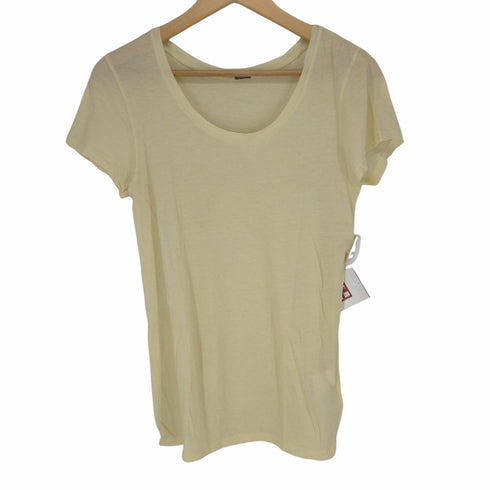 マーガレットハウエル MARGARET HOWELL 22SS FINE COTTON JERSEY コットン ジャージー カットソー Uネック 半袖 F ライトイエロー 黄色 レディース FREE