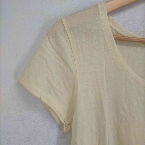 マーガレットハウエル MARGARET HOWELL 22SS FINE COTTON JERSEY コットン ジャージー カットソー Uネック 半袖 F ライトイエロー 黄色 レディース FREE