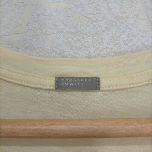 マーガレットハウエル MARGARET HOWELL 22SS FINE COTTON JERSEY コットン ジャージー カットソー Uネック 半袖 F ライトイエロー 黄色 レディース FREE