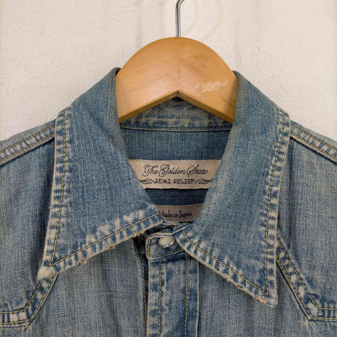レミレリーフ REMI RELIEF ウエスタンシャツ シャンブレーシャツ 長袖 デニム ネイティブ柄 刺繍 メンズ JPN:M