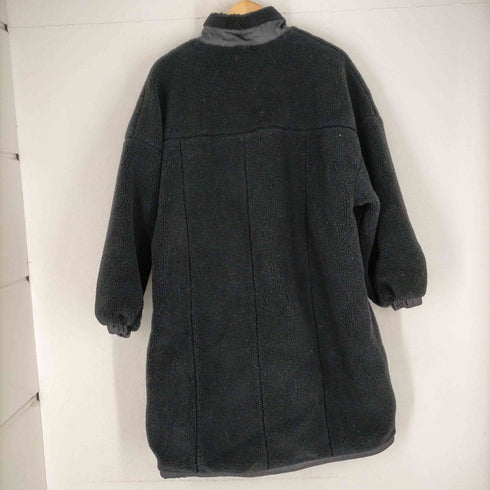 Risley リバーシブルボアロングコート アウター ジップアップ 黒 ブラック レディース